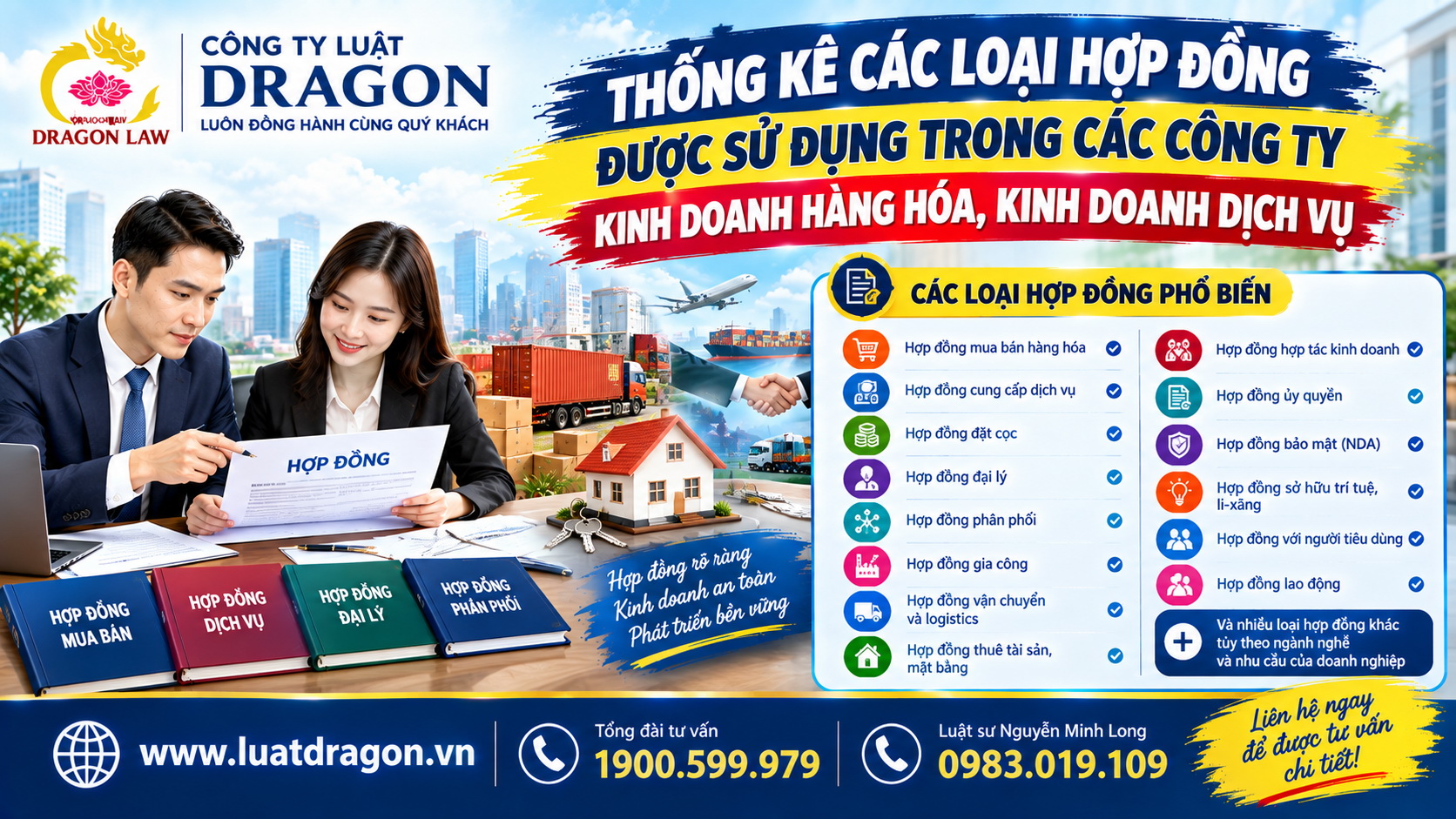 Thống kê các loại hợp đồng được sử dụng trong các công ty kinh doanh hàng hóa, cung ứng dịch vụ